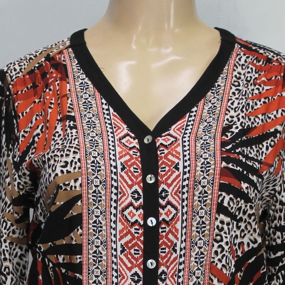 Ruby Rd. Women's Multicolor Button-Up Blouse 3/4 … - image 2